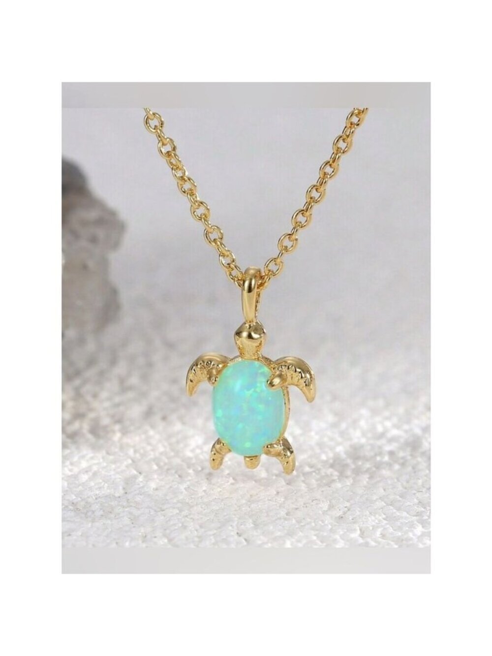 Turtle Opal Pendant Necklace Q1061